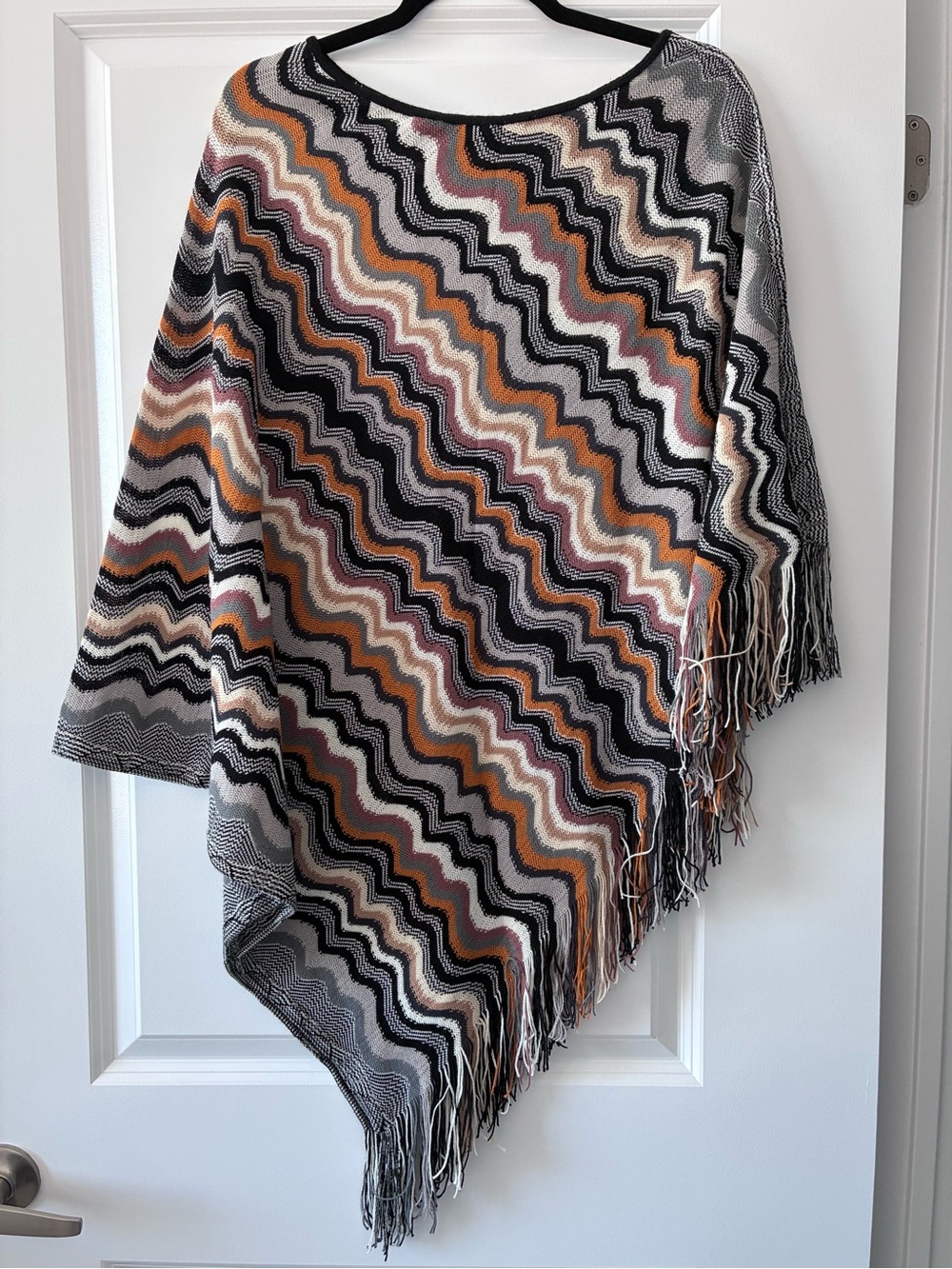 Authentic Missoni Zig Zag Wave Pattern Lightweight Wool/Acrylic Knit Poncho